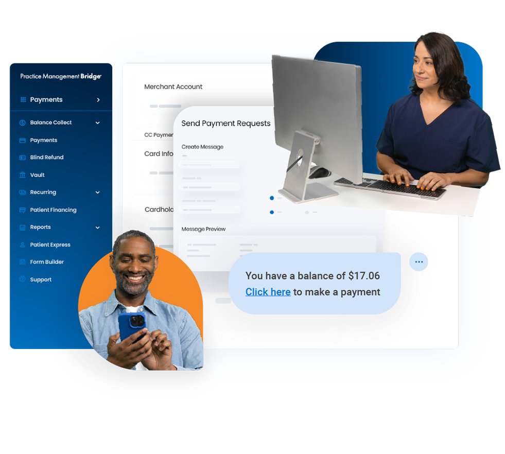 Office staff texts a patient a payment link
